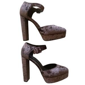 Call it Spring Whimsygoth Crushed Velvet Deep Purple Platform Heel Sz 8.5